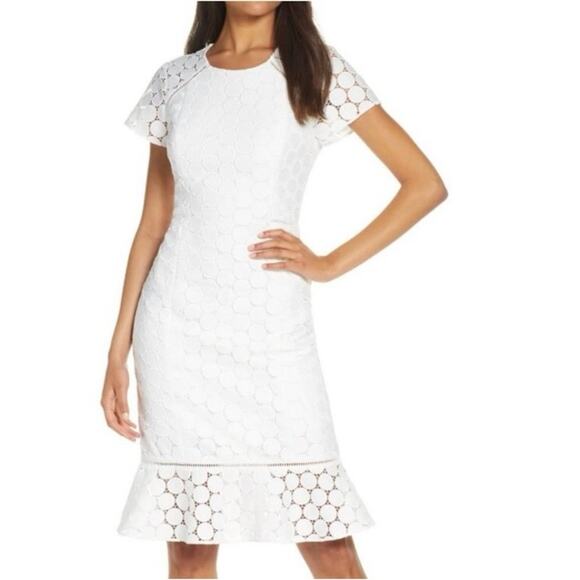 NWT Lilly Pulitzer Aliza White Midi Dress Polka Dot Lace Resort Women’s Size 8 - Picture 1 of 13